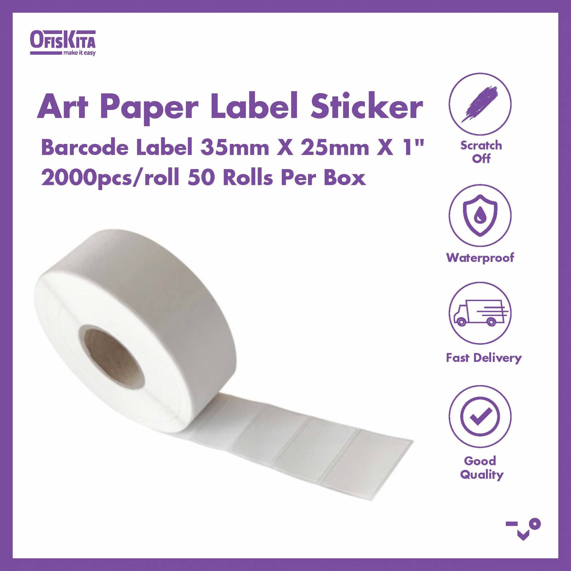Ofiskita Art Paper Label Sticker Barcode Label 35mm X 25mm X 1